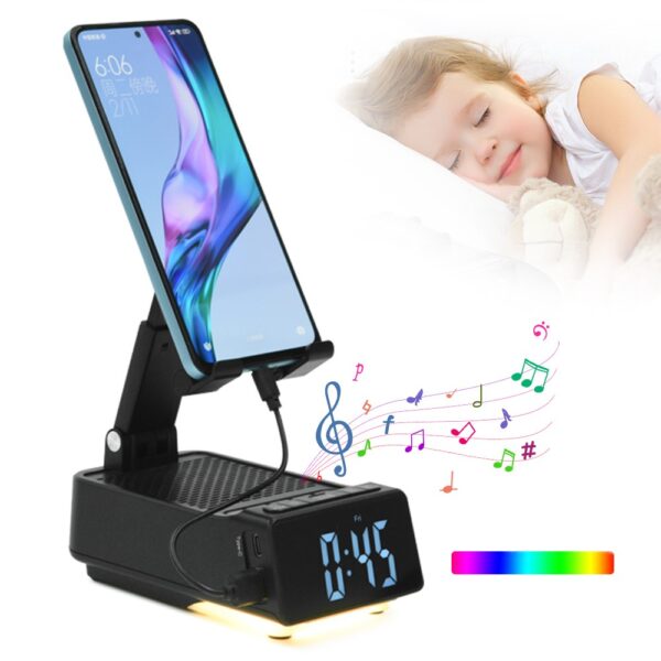 Support De Téléphone Pliable 3 En 1 F30, Compatible Bluetooth, Haut-Parleur Musical, Réveil Numérique