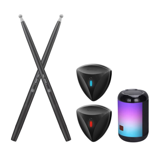 Baguettes électroniques somatosensorielles pour l'entraînement à la batterie, avec haut-parleur compatible Bluetooth et 2 capteurs de pied